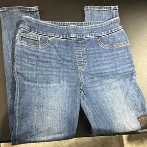 419.  Chico's Blue Denim Jeggings size 8 tall or Chico’s size one tall